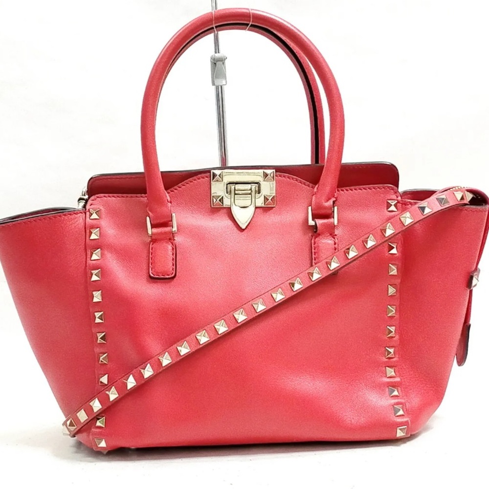Valentino Garavani Hand Bag Red Leather